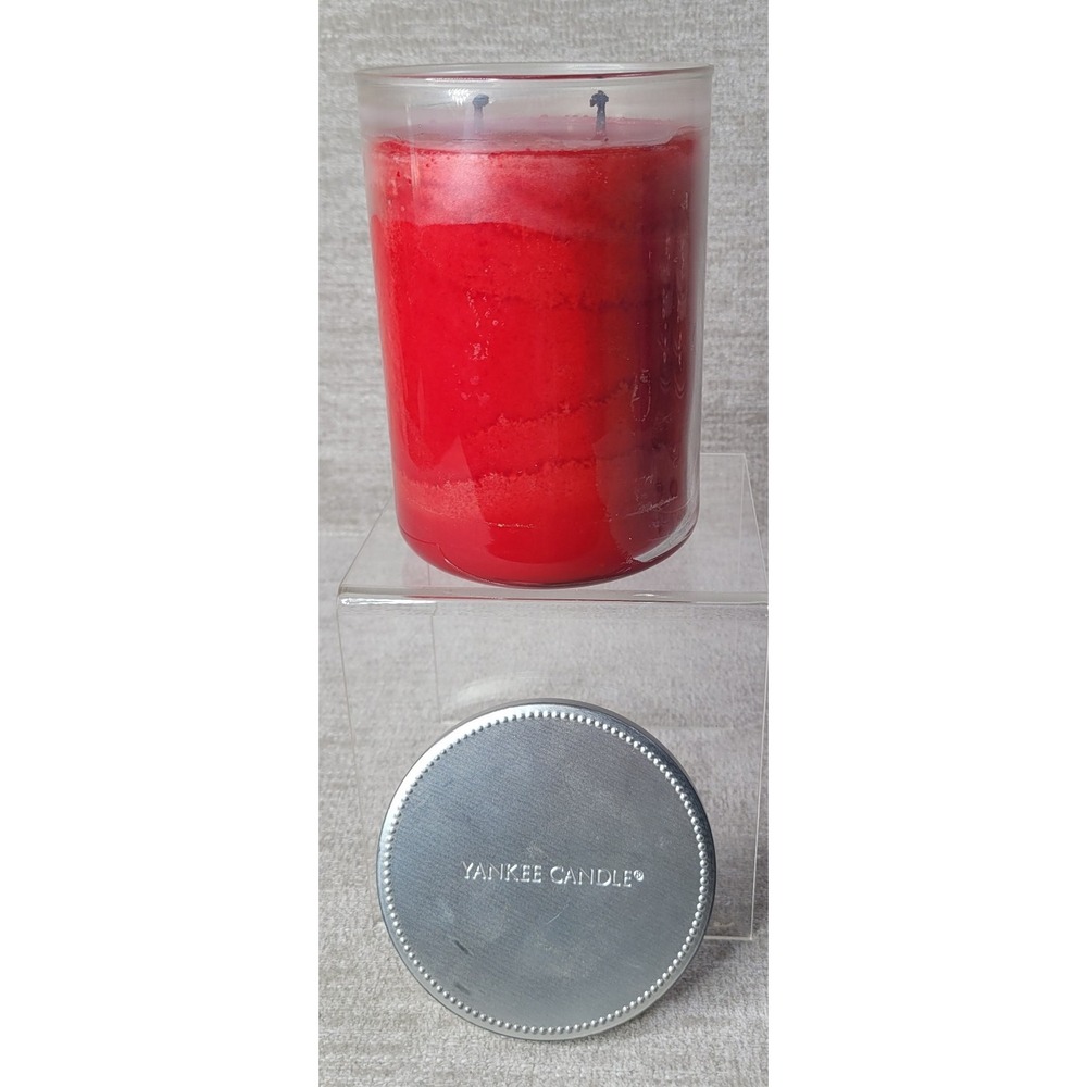 Yankee Candle SPARKLING CINNAMON 22 OZ Large 2 Wicks Red Candle Burned Once